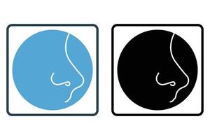 Nose icon illustration. icon related to human organ. Solid icon style. Simple vector design editable