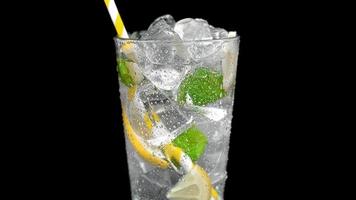 Summer drinks with ice, fresh lemon and lime video