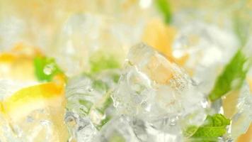 Summer drinks with ice, fresh lemon and lime video