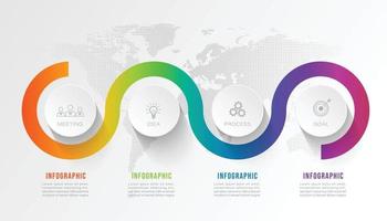 El círculo infográfico empresarial forma cuatro opciones, procesos o pasos para la presentación. se puede utilizar para presentaciones, diseño de flujo de trabajo, banners y diseño web. concepto de negocio con 4 opciones, pasos, partes. vector