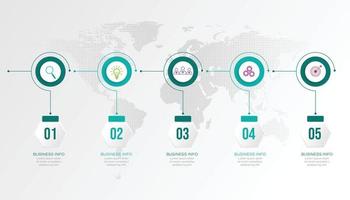 elemento de diseño infográfico de línea de tiempo y opciones de número. concepto de negocio con 5 pasos. se puede utilizar para diseño de flujo de trabajo, diagrama, plantilla de negocio vectorial para presentación. vector