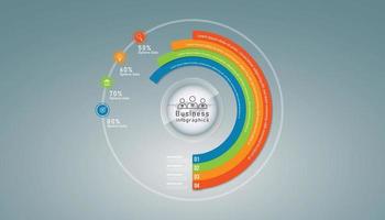 El círculo infográfico empresarial forma cuatro opciones, procesos o pasos para la presentación. se puede utilizar para presentaciones, diseño de flujo de trabajo, banners y diseño web. concepto de negocio con 4 opciones, pasos, partes. vector