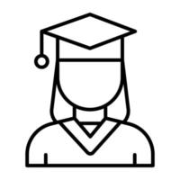 hembra graduado vector icono