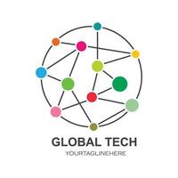 global tecnologia logo icono vector ilustración diseño