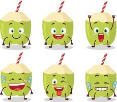 Cartoon character of green coconut with smile expression vector