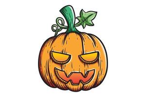 hand drawing pumpkin character with funny face vector