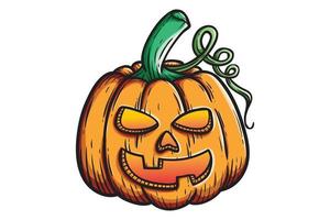 hand drawing pumpkin character with funny face vector