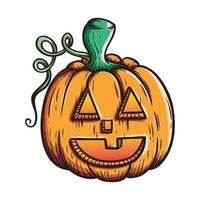 hand drawing pumpkin character with funny face vector