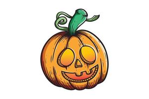 hand drawing pumpkin character with funny face vector