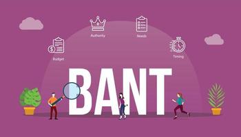bant sales team framework concept with big word text and people with related icon vector