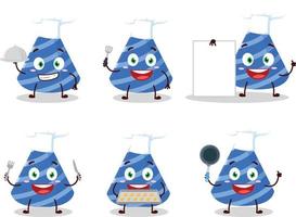 Cartoon character of party hat with various chef emoticons vector