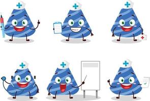 Doctor profession emoticon with party hat cartoon character vector