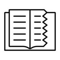 icono de vector de libro rasgado