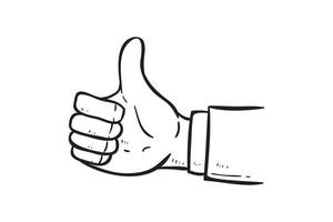 thumb up hand drawing or doodle style vector