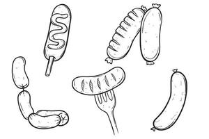 hand drawing sausage collection on white background vector