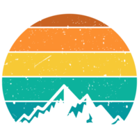 MountainRetro Sunset Clipart Graphic png