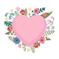 Floral heart frame drawn decorative. Vintage Frame for cards and invitations. vector