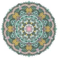 Vector hand drawn doodle mandala design. Ethnic summer doodle medallion with colorful ornament.