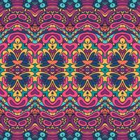 Ethnic tribal geometric playful pattern for fabric. Mexican colorful psychedelic design. vector