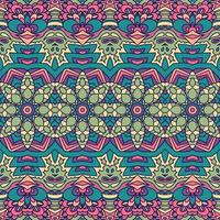 Ethnic tribal geometric playful pattern for fabric. Mexican colorful psychedelic design. vector