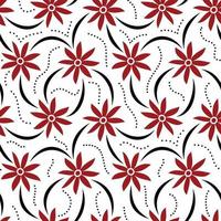 Vector seamless pattern with compositions of hand drawn tropical flowers, jungle plants