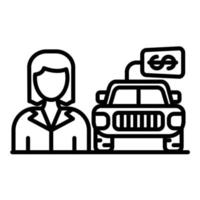coche vendedora vector icono