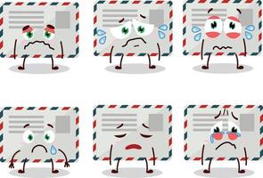 Envelope cartoon in character with sad expression vector