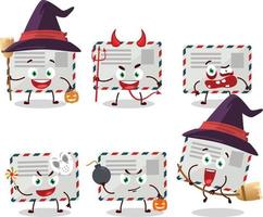 Halloween expression emoticons with cartoon character of envelope vector