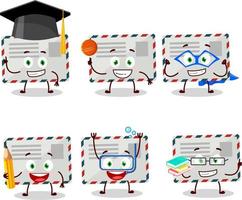 School student of envelope cartoon character with various expressions vector