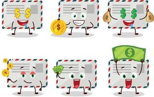 Envelope cartoon character with cute emoticon bring money vector