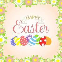 Vector illustration. Happy Easter design for greeting cards, posters, holiday covers. Floral frame, easter eggs.