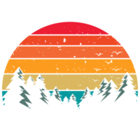 Jahrgang retro Sonnenuntergang Baum Landschaften png