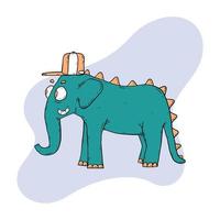 elefante becerro en un sombrero y sonriente vector