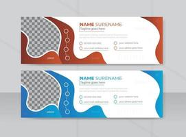 Creative and modern corporate business email signature design template with tow color variation vector