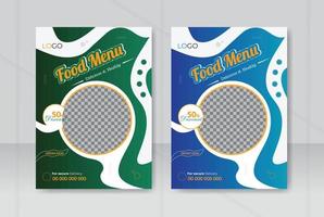 Restaurant food menu flyer template design modern with colorful size A4 size Vector illustrations for food marketing material, ads, cover