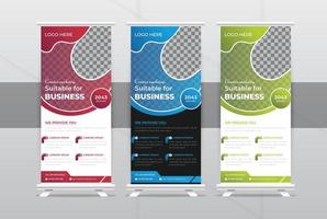 Professional modern business agency stands roll up banner design template creative layout for exhibition with Three colors, editable up banner standee for presentation vector