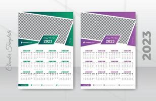 conjunto de 2023, 2024 pared calendario modelo con corporativo diseño con semana comienzo lunes. Listo a impresión modelo con fotos marcador de posición vector