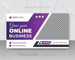 Digital marketing online business video thumbnail, unique Business ideas youtube thumbnail design creative template editable design vector