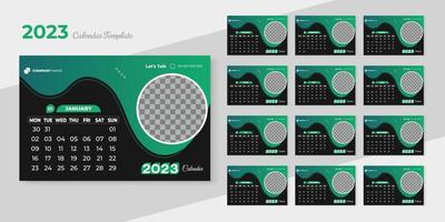 Modern 2023 new year desk calendar design template minimal planner, Set Desk calendar Set of 12 Months vector