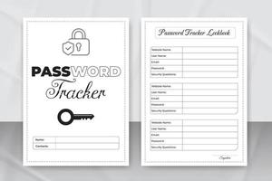 Password tracker logbook for KDP interior. Password tracker notebook journal template. Website information tracker journal. Password notebook KDP interior vector