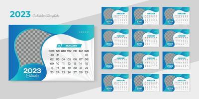 Happy new year Calendar 2023, business corporate design template sample image with layout vector