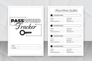 Password Tracker Logbook for KDP interior. Password Tracker Logbook template design for KDP Interior template vector