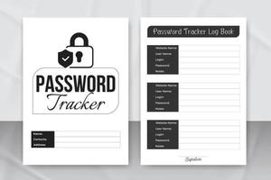 Password tracker log book KDP interior. Password tracker notebook template. Website information tracker journal. KDP interior logbook vector