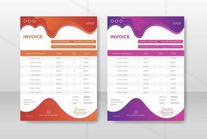 Modern style corporate invoice design template for accounting bookkeeping finance business as money receipt a4 size with tow color variation vector