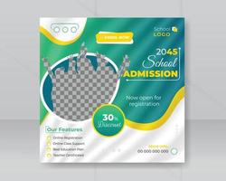 Back to school admissions social media post template promotion services square web banner for online business marketing flyer poster layout design vector