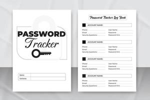 Password Tracker Logbook Template to Organize your password notebook With KDP Interior design vector