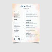 Minimalist professional cv or resume template design vector