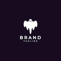 Simple White Flying Ghost Logo Design. Scary White Flying Ghost Logo Design. vector