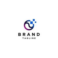 Harmony Between Nature and Digital Concept Design. Yin Yang with Digital Accent Logo Design. vector
