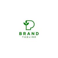 Leaf Icon On The Side Of Initials Letter P Logo Template. Simple Letter P and Leaf Icon Logo Design. vector